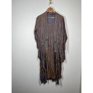 Lee Andersen Crinkled Satin Midi Dress With Jacket Large Art To Wear